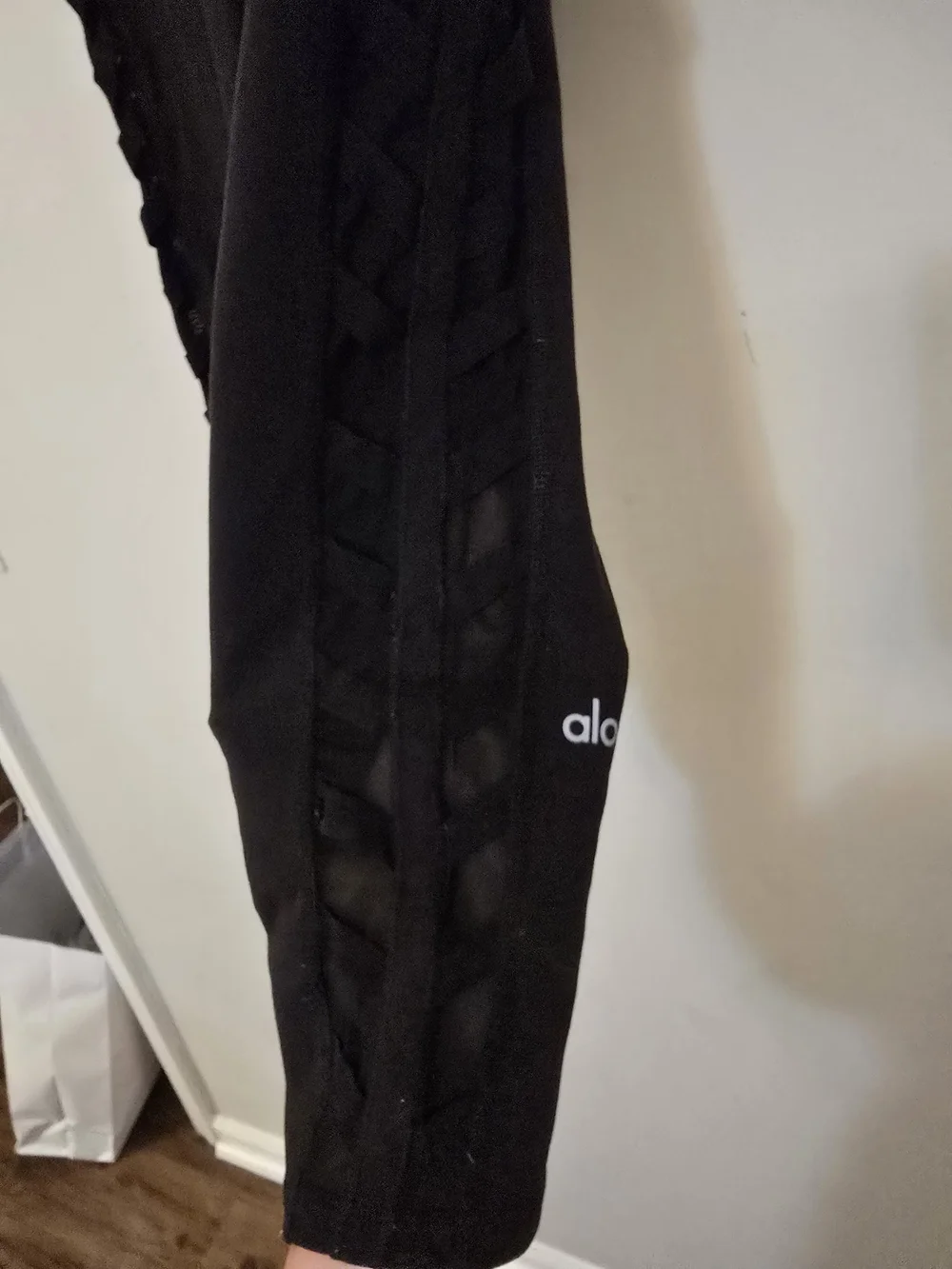 ALO Yoga Black Leggings with Side Ladder Cutouts